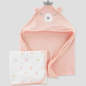 Carter's Baby Girls' Bear Bath Towel Set - Just One You made Pink/White One S